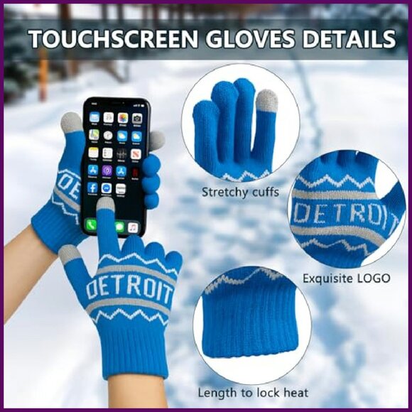 Winter Knit Beanie Hat with Touchscreen Gloves and Scarf Set